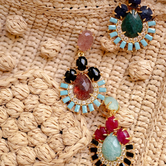 ARETES GOLDEN MIST MORADO TURQUESA