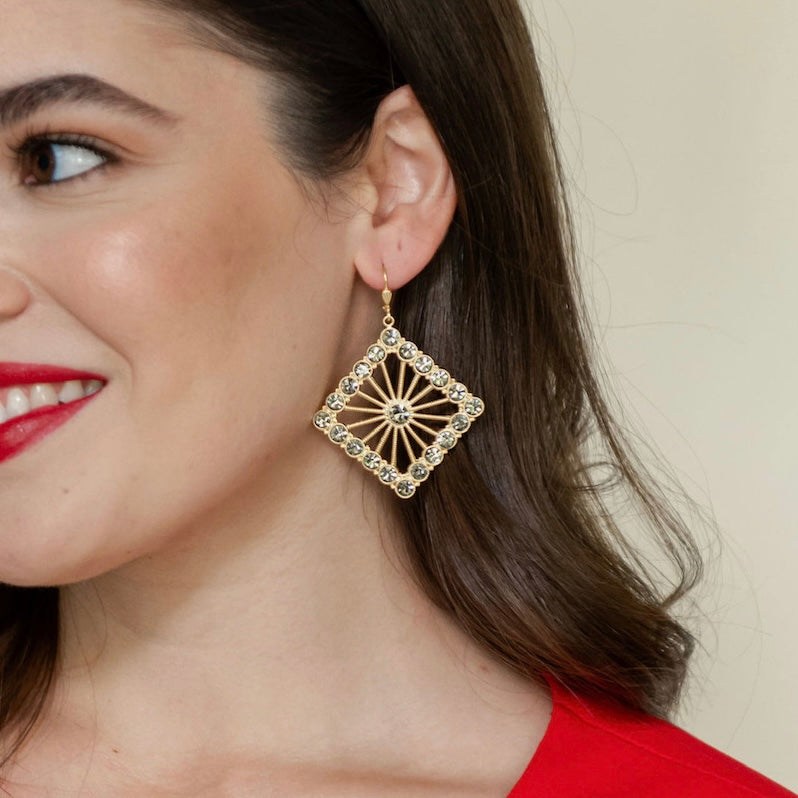 ARETES ROMBO CRISTAL GRIS