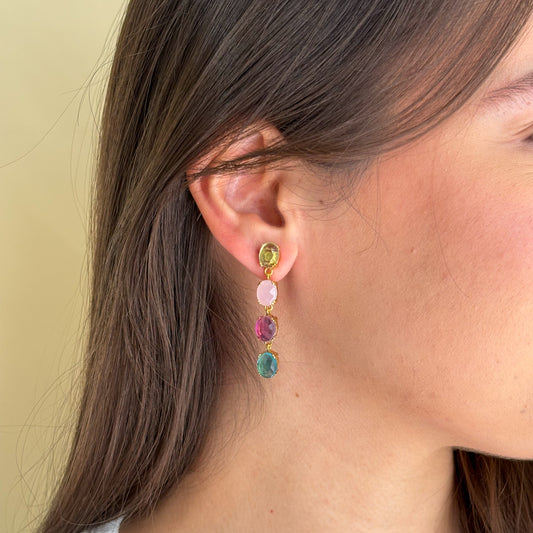 ARETES 4 MULTIGEMSTONES LEMON QUARTZ