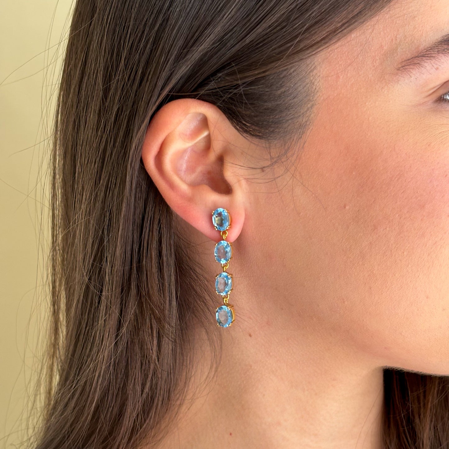 ARETES 4 GEMSTONES BLUE TOPAZ HYDRO