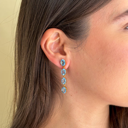 ARETES 4 GEMSTONES BLUE TOPAZ HYDRO