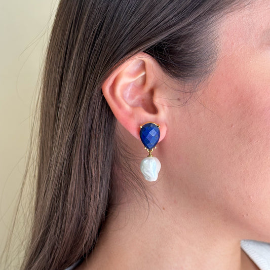 ARETES LAPIS GEMSTONE & BAROQUE PEARL