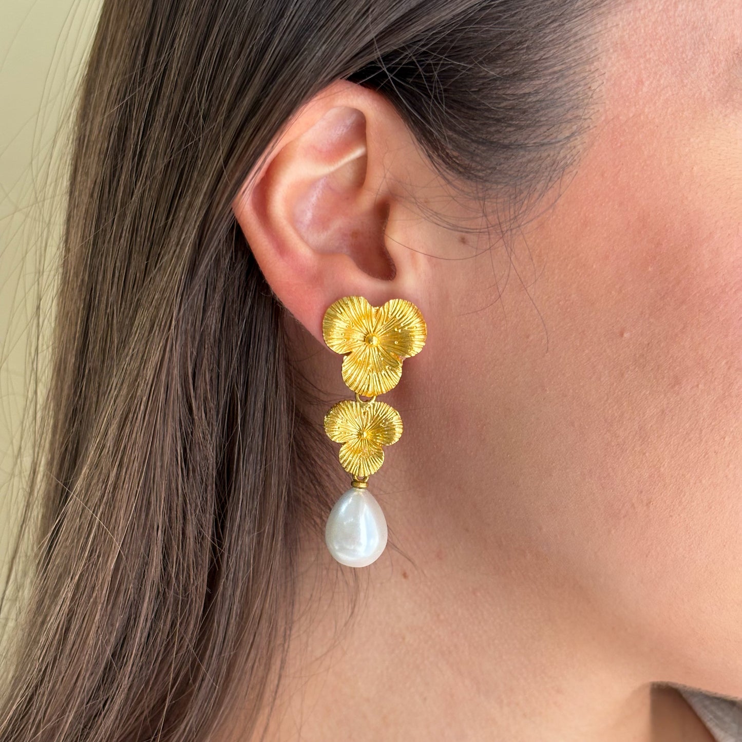 ARETES HEM BAROQUE PEARL & FLOR II