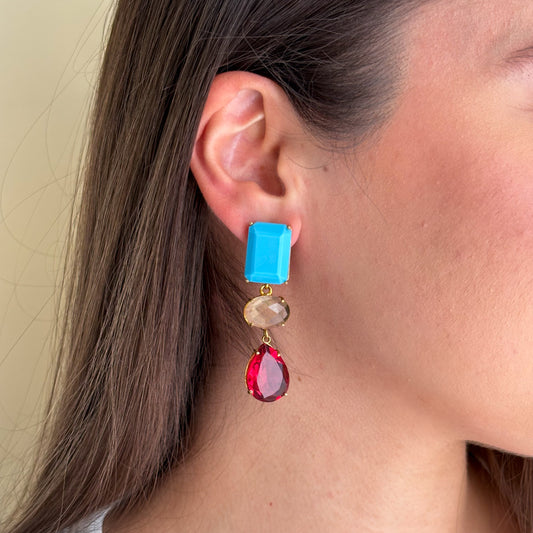ARETES 3 MULTIGEMSTONES TURQUOISE HYDRO