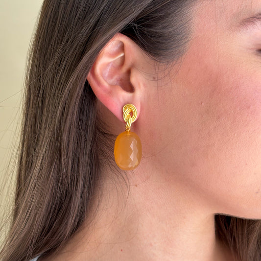 ARETES HEM PEACH CHALCEDONY HYDRO