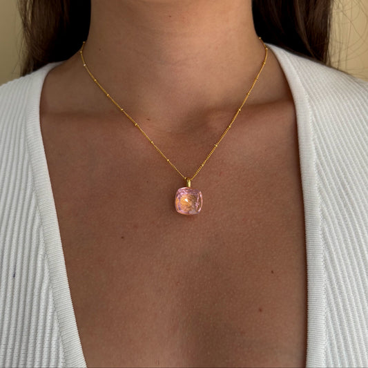 COLLAR GEMSTONE PINK QUARTZ HYDRO