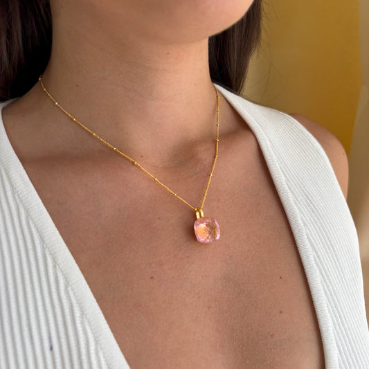 COLLAR GEMSTONE PINK QUARTZ HYDRO
