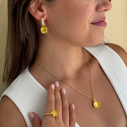 ARETES CON CRISTAL GEMSTONE CHAMPAGNE