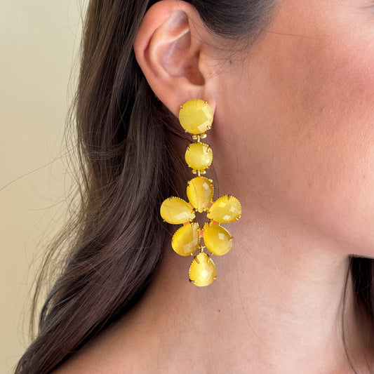 ARETES FLOR - MOSTAZA