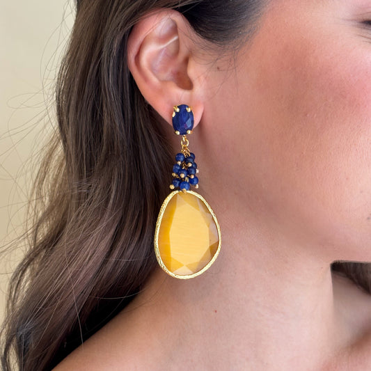 ARETES GIZA AZUL Y MOSTAZA