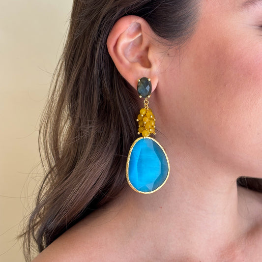 ARETES GIZA VERDE, AMARILLO Y AZUL