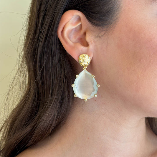 ARETES AMADEA GRANDE - DROP BLANCO CRISTAL CLEAR