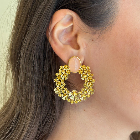 ARETES PRINCESS - CUARZO ROSA