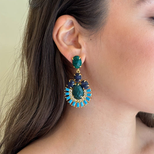 ARETES GOLDEN MIST VERDE TURQUESA
