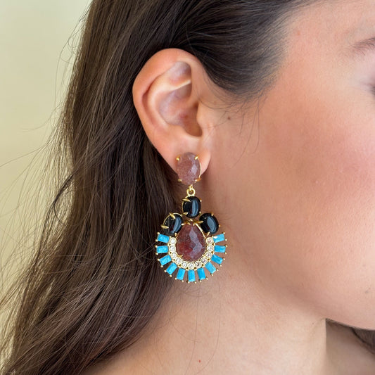 ARETES GOLDEN MIST MORADO TURQUESA