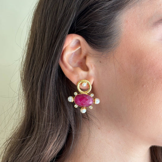 ARETES AURA ROJO CRISTAL CLEAR