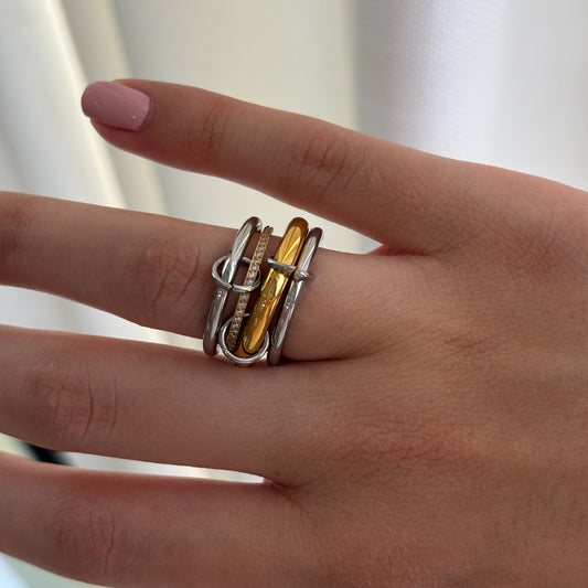 ANILLO CUATRO AROS SILVER AND GOLD