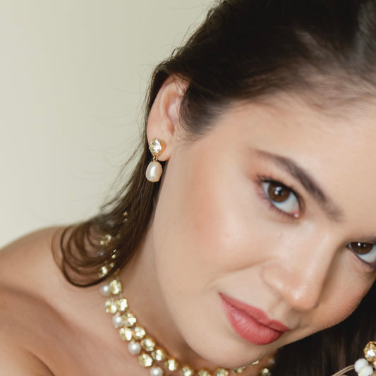 ARETES MINI PERLA CON CRISTAL CLEAR