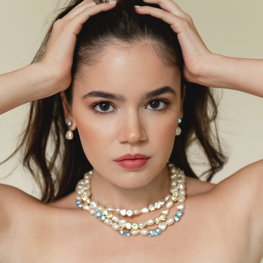 COLLAR ISABEL PERLAS CRISTAL AZUL