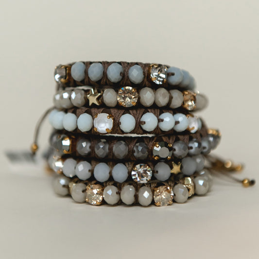 PULSERA FAVORITA PIEDRA GRIS HUMO CON ESTRELLA CRISTAL GRIS -HC