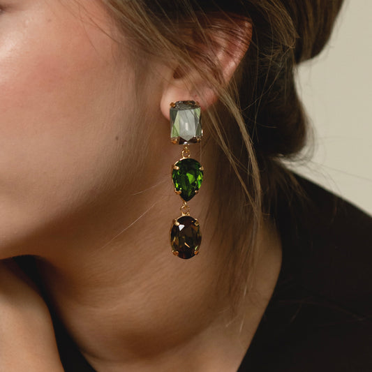 ARETES MADA -VERDE , CAFE Y GRIS