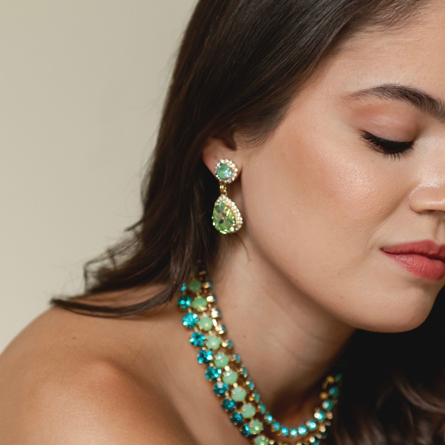 ARETES HEAVEN AZUL TORNASOL Y GREEN BABY -G