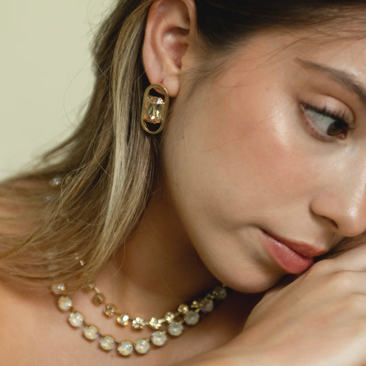 ARETES AURA CRISTAL DORADO