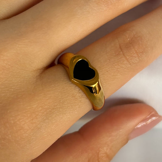 Anillo Corazon Color Negro