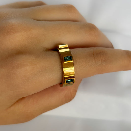 ANILLO TRES CRISTALES JADE