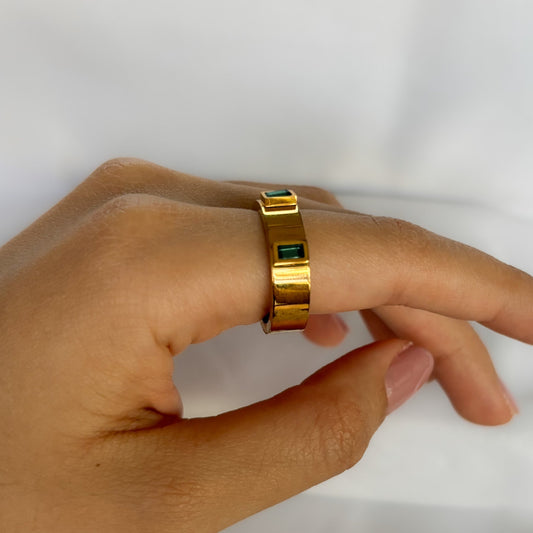ANILLO TRES CRISTALES JADE