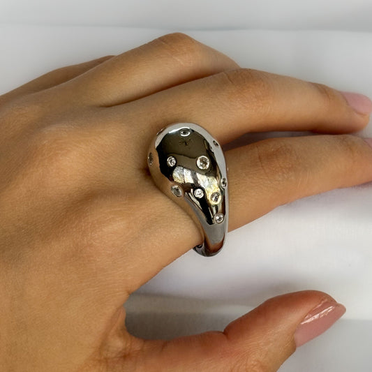 ANILLO HONGO SILVER CON CRISTALES