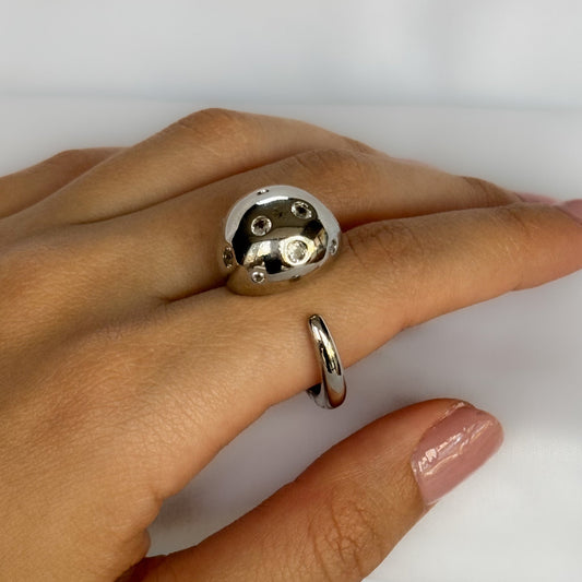 ANILLO HONGO SILVER CON CRISTALES