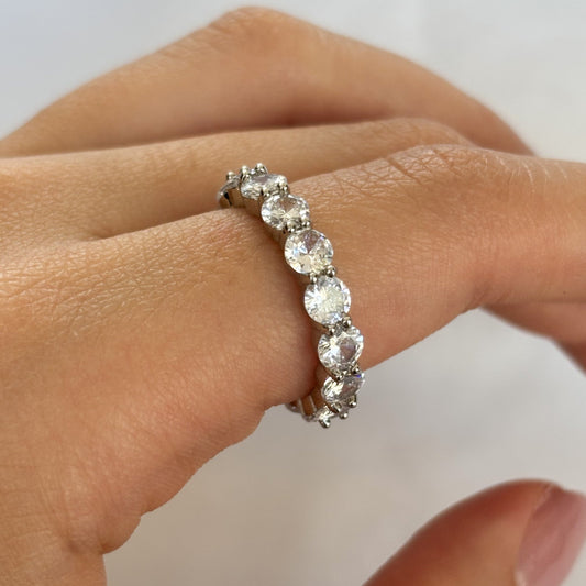ANILLO CRISTAL REDONDO SILVER