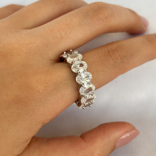 ANILLO CRISTAL OVALO SILVER