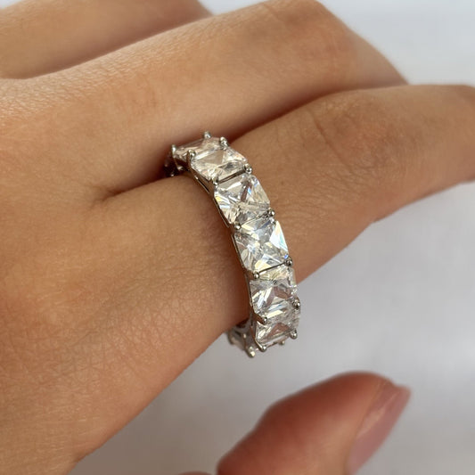 ANILLO CRISTAL CUADRADO SILVER