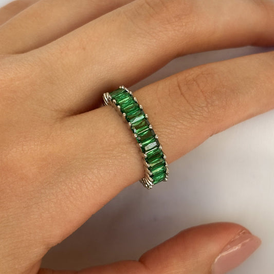 ANILLO CRISTAL MINI BAGUETTE VERDE