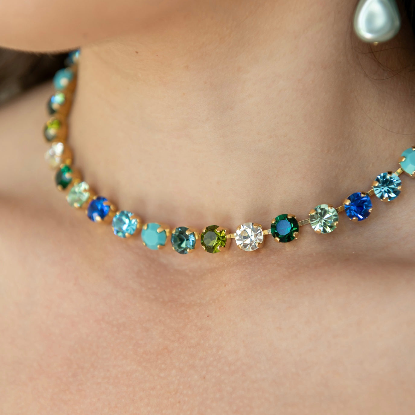 COLLAR SHINE MIX AZUL GREEN -G