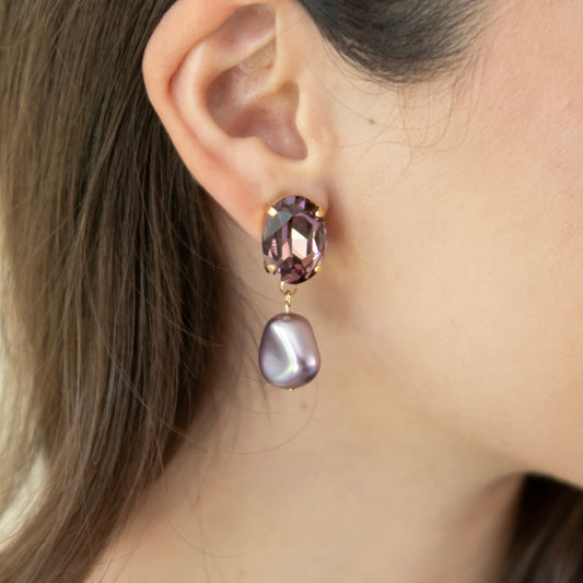 ARETES CATALINA CON PERLA - MORADO