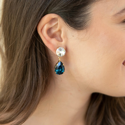 ARETES ROMELIA -AZUL MARINO CLEAR