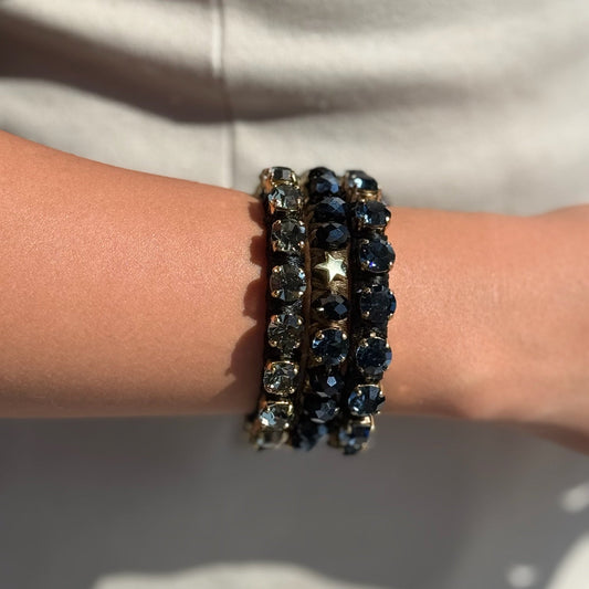 PULSERA FAVORITA PIEDRA NEGRA CON ESTRELLA CRISTAL GRIS -HC