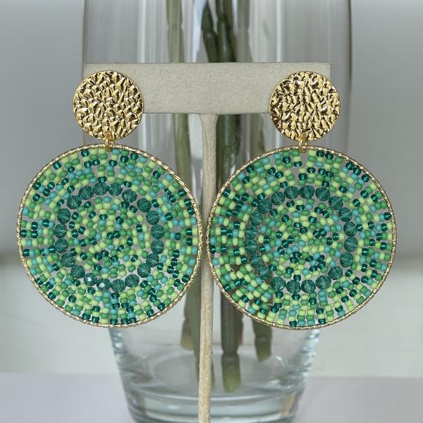 ARETES MISTRAL DISEÑO MARTILLADO CIRCULO MIX VERDE